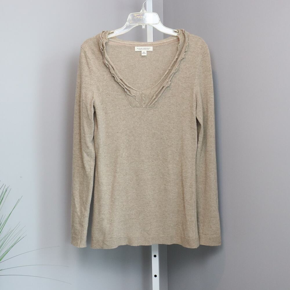 Vintage Banana Republic Wool Cashmere Sweater Ruffled V-Neck M Italian Yarn